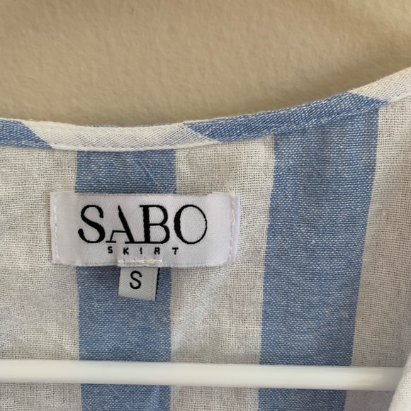 Sabo skirt side tie stripe wrap tank top - Picture 3 of 5